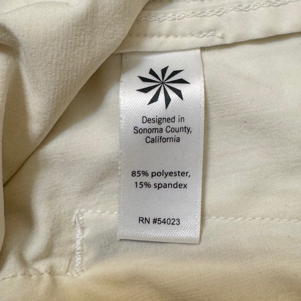 Athleta Womens XL Cream Tan Stripe Shorts Zipper Pockets Athletic - Picture 4 of 7